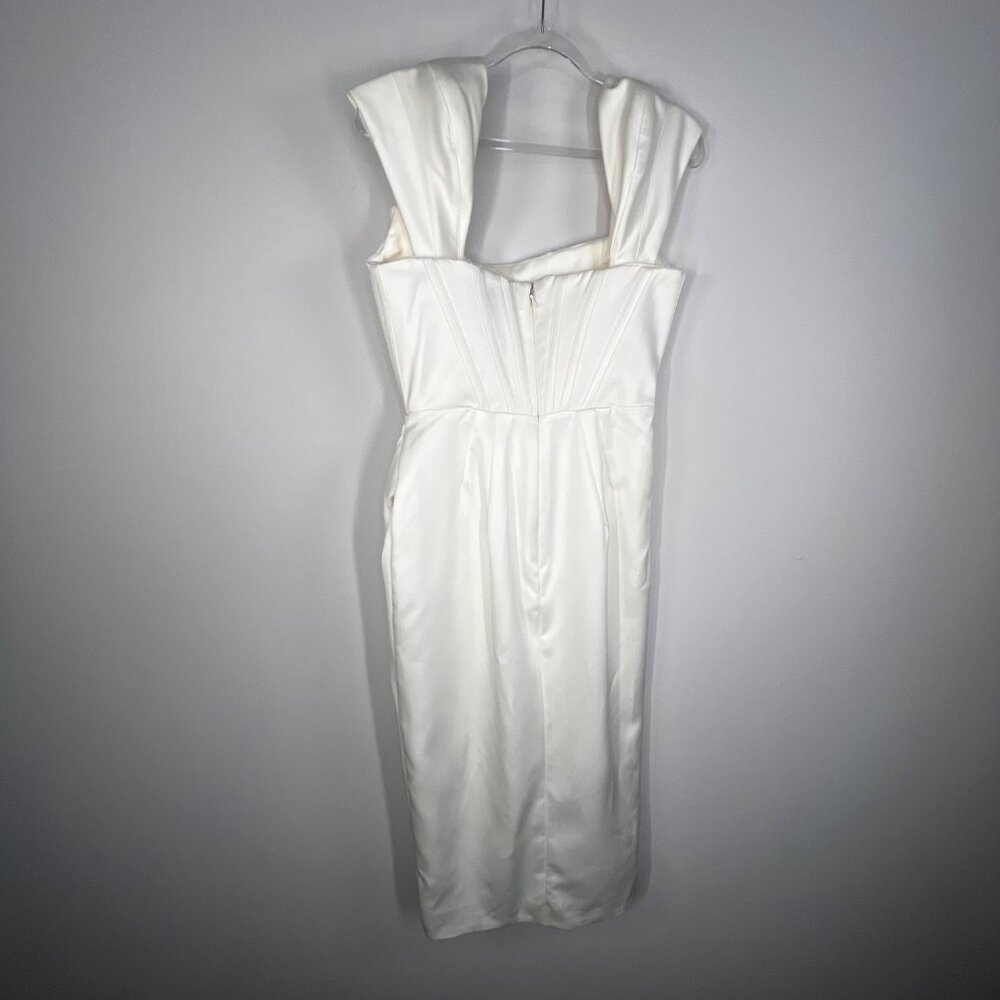 House of CB Loretta Ivory Satin Off Shoulder Corset Dress Size Medium - Picture 8 of 15